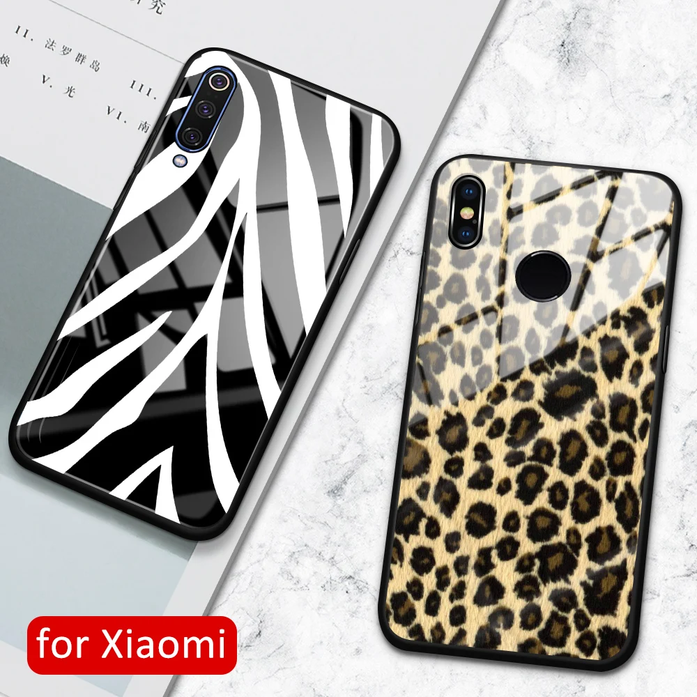 

For Xiaomi mi 8 case glass back cover zebra tiger Leopard skin mix 2s case for Xiaomi mi 8 8se lite explorer mi 9 9se mix 2 2s 3