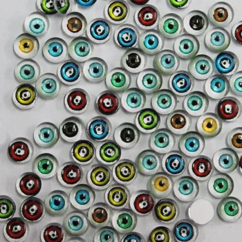 

6mm Mixed Random Eyes Round Glass Cabochon Flatback Photo Dome Accessory Pendant Base In Pairs 50pcs/lot K05474