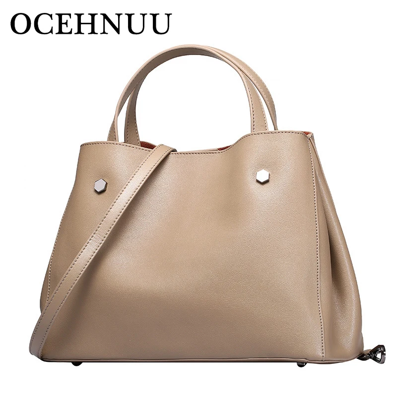 

OCEHNUU Soft Genuine Leather Bag Women Handbag Luxury Brand Designer Women Messenger Bags Female High Quality Women Bag Set 2018