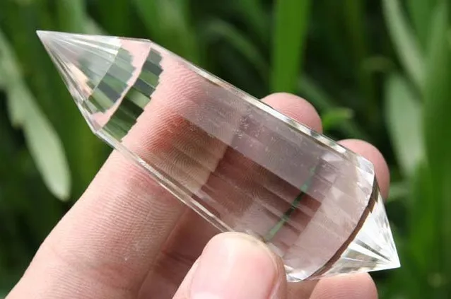 Потрясающий натуральный VOGEL воды Прозрачный Кварцевый Кристалл 24 сторонняя палочка ТОЧКА 55 г