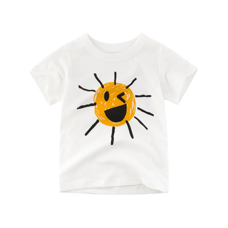 Детские топы для мальчиков; футболка; повседневные хлопковые футболки; одежда для детей; футболка с короткими рукавами и рисунком для девочек; От 2 до 10 лет