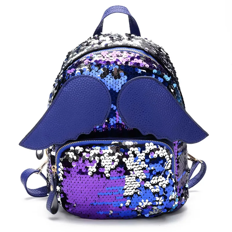 3D девушка школьные ранцы маленькая голографическая сумочка на плечо с блестками лазерная искра дети рюкзак для девочек, женский рюкзак, Mochila escolar - Цвет: Violet