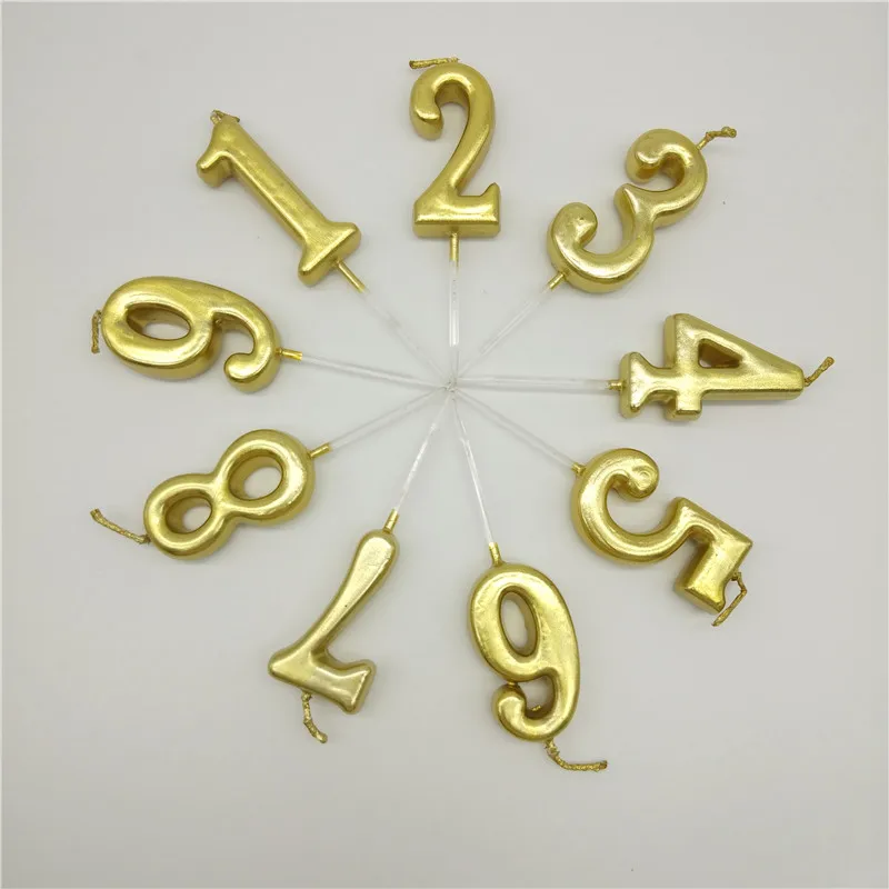 

1piece Gold Candles Number 0 1 2 3 4 5 6 7 8 9 Candle for Kids Adult Birthday Party Cake Decorations Cake Toppers Party Supplies