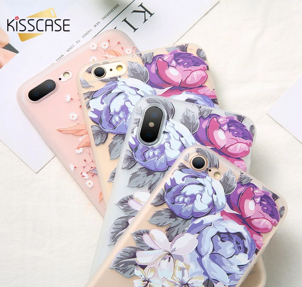 KISSCASE-Case-For-iPhone-X-8-8-Plus-3D-Relief-Soft-Silicone-Blossoming-Flowers-Case-For(4)