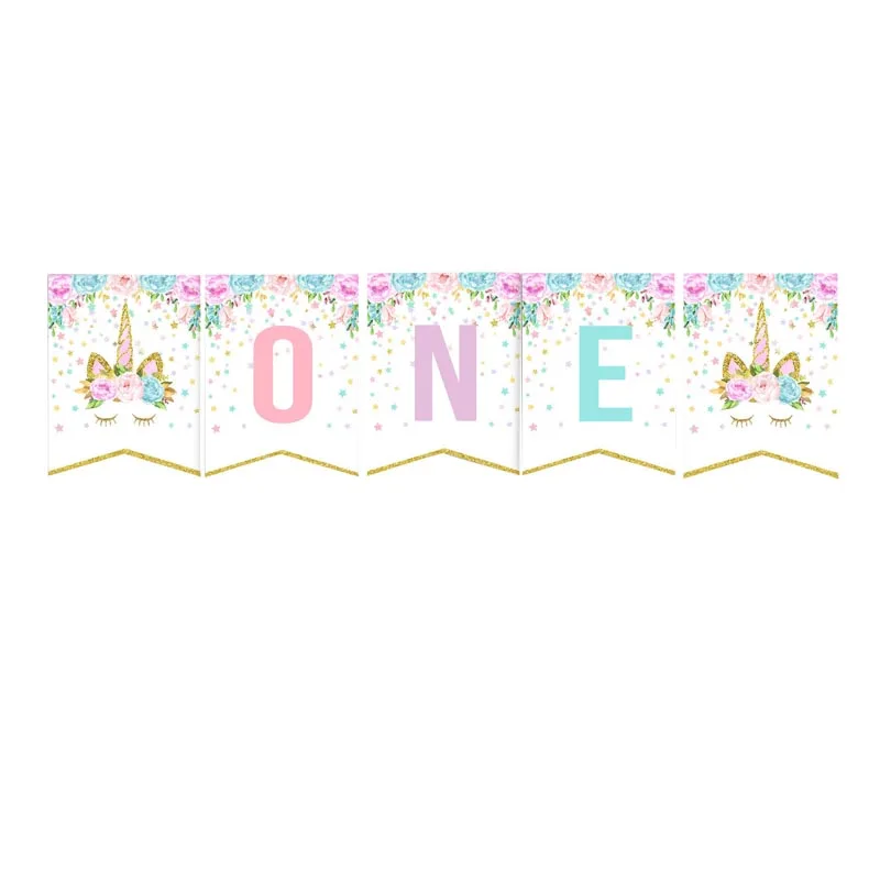 ONE Year Birthday Banners Unicorn Bunting Garland Flags Kids First Birthday Party Decoration Baby Shower Party Supplies ONE Year Birthday Banners Unicorn Bunting Garland Flags Kids First Birthday Party Decoration Baby Shower Party Supplies
