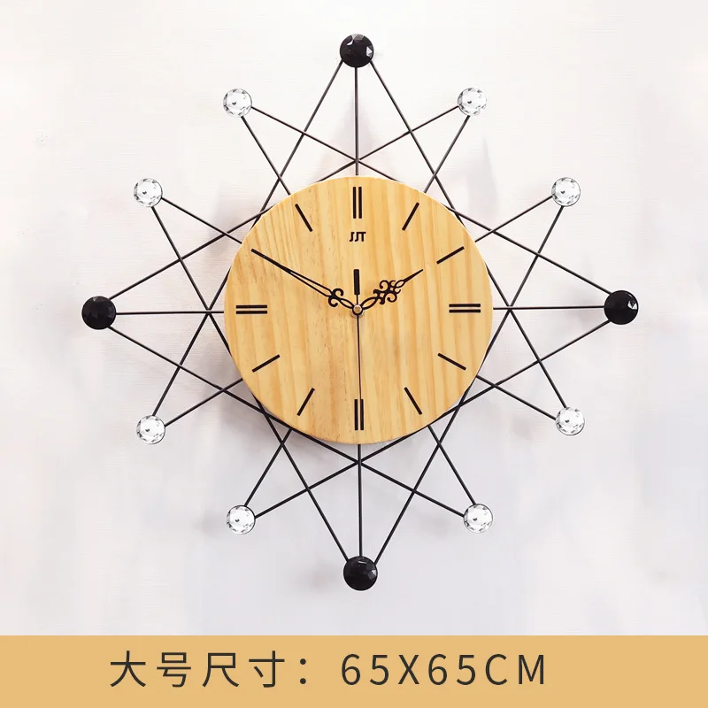 Скандинавские креативные модные современные 3D настенные часы домашний декор продуктов деревянные и металлические большие настенные часы промышленные - Цвет: JT1873 65x65