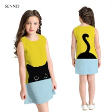 Платье для девочек; платья для малышей с рисунком кота; платье для дня рождения; летняя одежда для подростков; детская одежда для больших девочек