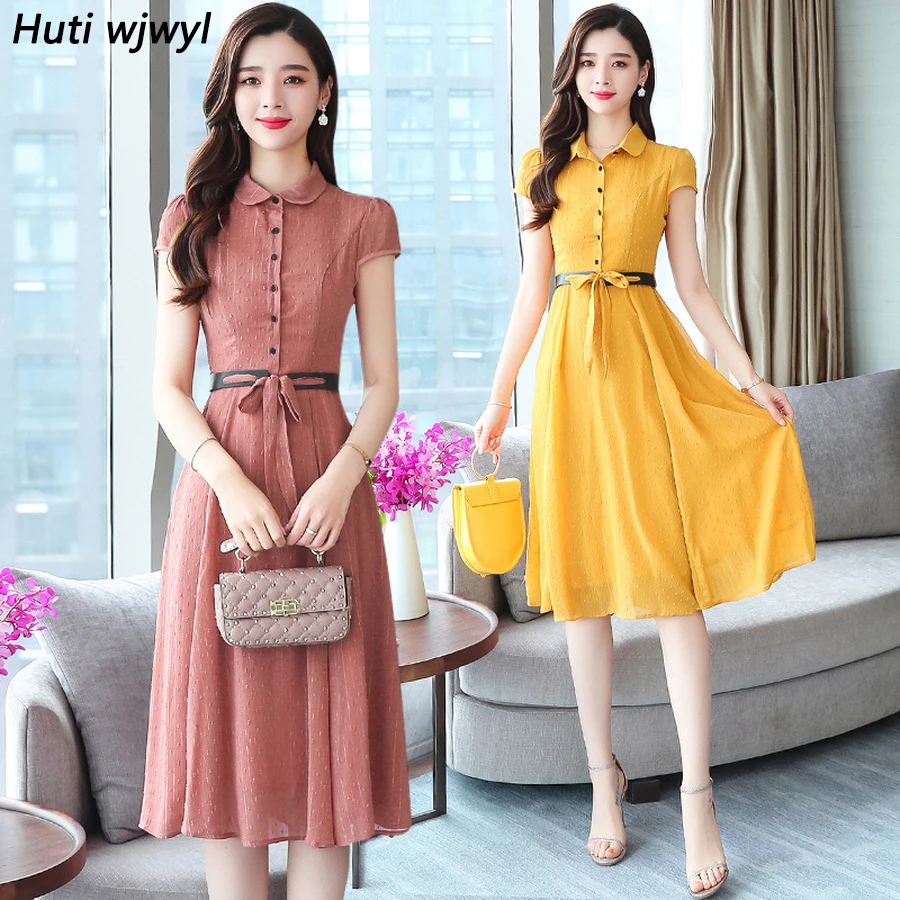 

2019 Femal Vintage Elegant Solid Chiffon Boho Midi Dresses Summer New 3XL Plus Size Beach Sundress Women Bodycon Party Vestidos