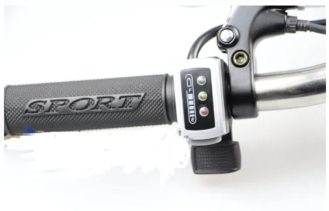 Top Newest 36V 106DX e-bike finger throttle both-way thumb gas handle with battery indicator specialize for lithium batteries 0