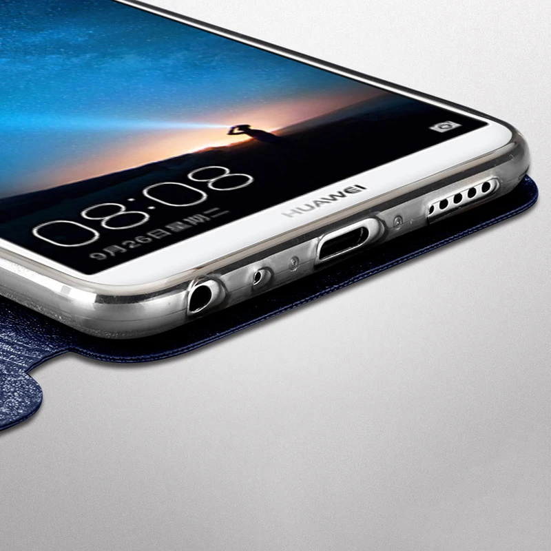 Huawei Nova 2I funda silicio cubierta del caso del tirón Funda de cuero original MOFI Huawei Nova 2I TPU libro caso -Golpe de fundas