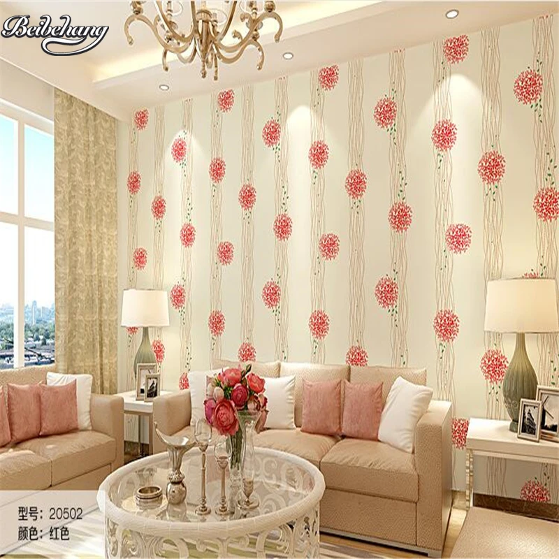 beibehang Pink Wallpaper Bedroom Princess pink fresh creative floral