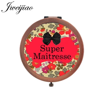 

JWEIJIAO Super Maitresse letter Mini moive Gift pocket mirror for girls Merci Maitresse words Brand espejo de maquillaje H133