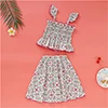SHEIN/футболка с цветочным принтом для маленьких девочек; топ на бретельках с баской и юбка; нож для паззлов; коллекция года; летняя праздничная одежда без рукавов с оборками