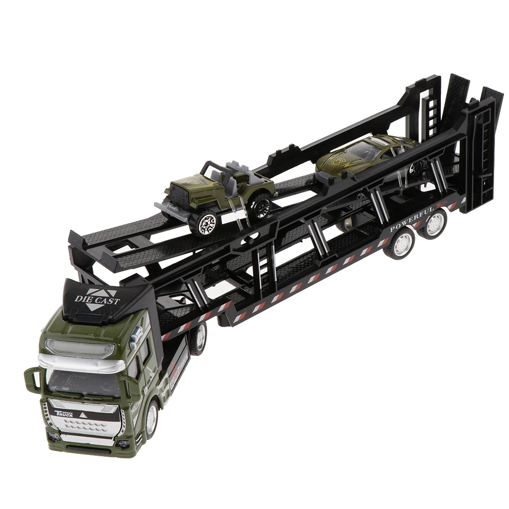 Mini Alloy Carrier Truck Toy Friction Powered Transport Car for Kids Toddler (Inclueds 2 Cars)