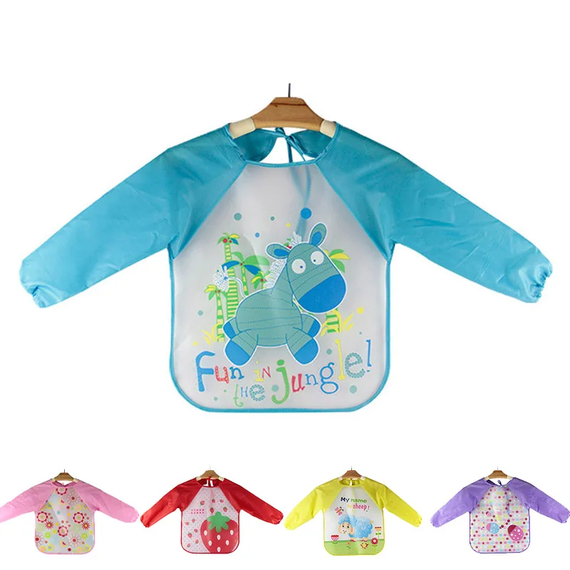 

Baby cartoon long sleeve baby waterproof bibs baby eating clothing bavoirs enfants bibs for children toddler