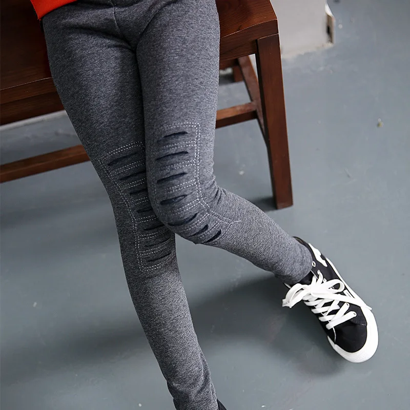Children Girls Cut Winter Break Fleece Backing Pencil Pants Kids
