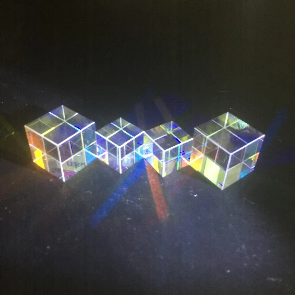 23*23*23mm K9 Cube Defective Cross Dichroic Prism RGB Combiner Splitter Glass Decor Square Cube RGB Teaching Tools Decoration