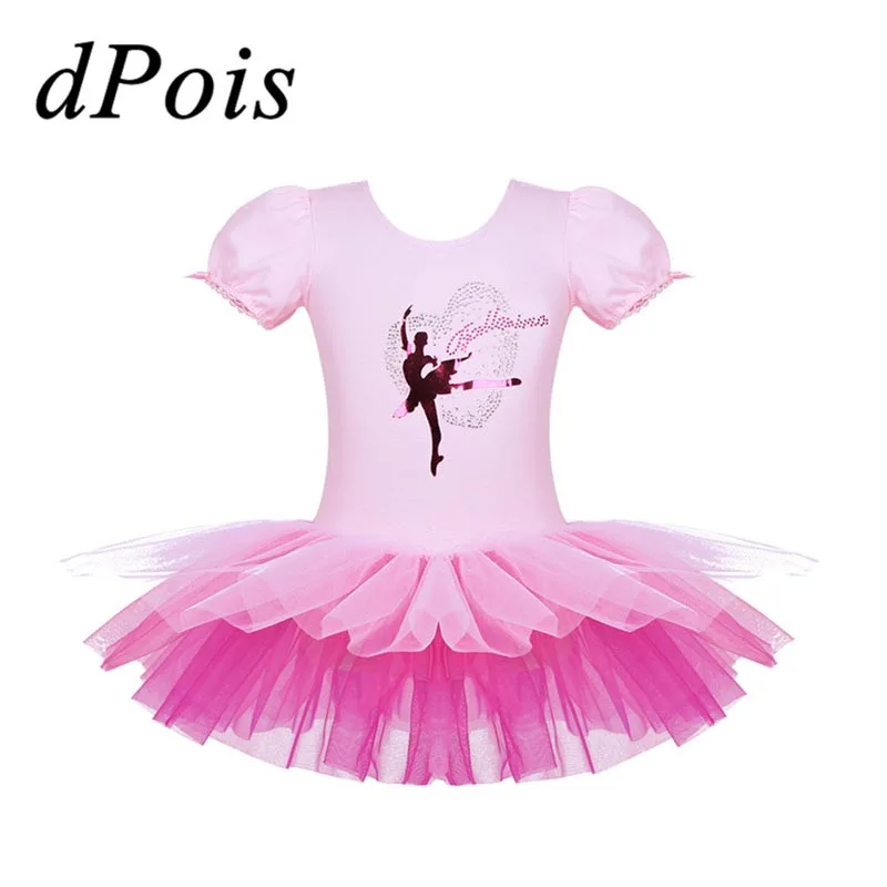 

Kid Girls Mesh Shiny Glittery Sequined Ballet Dance Gymnastics Leotard Tutu Dress Ballerina Costumes Princess Party Dancer Skirt