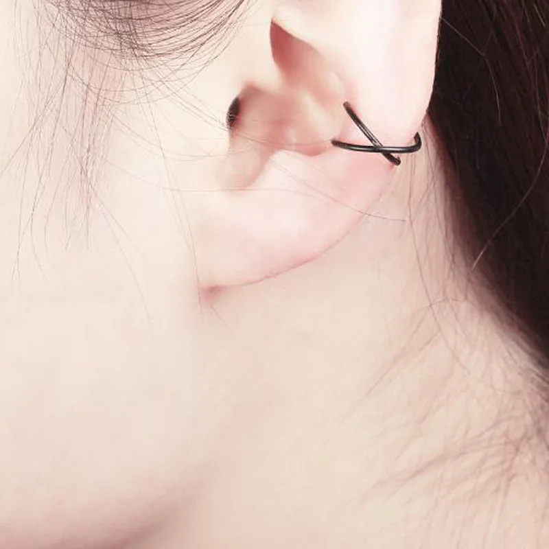 Best selling simple cross ear clip personality double C cartilage U