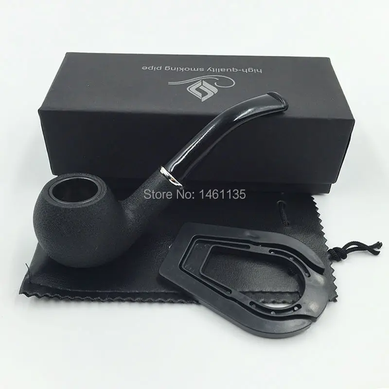 

Noble black frosted style wooden weed pipe smoking pipe tobacco pipe for gift Boxed Free Shipping
