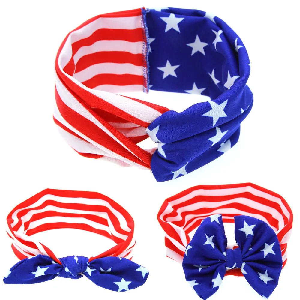 20pcs Lot Rabbit Ears Stars And Stripes Hair Bow Knot Head Hair