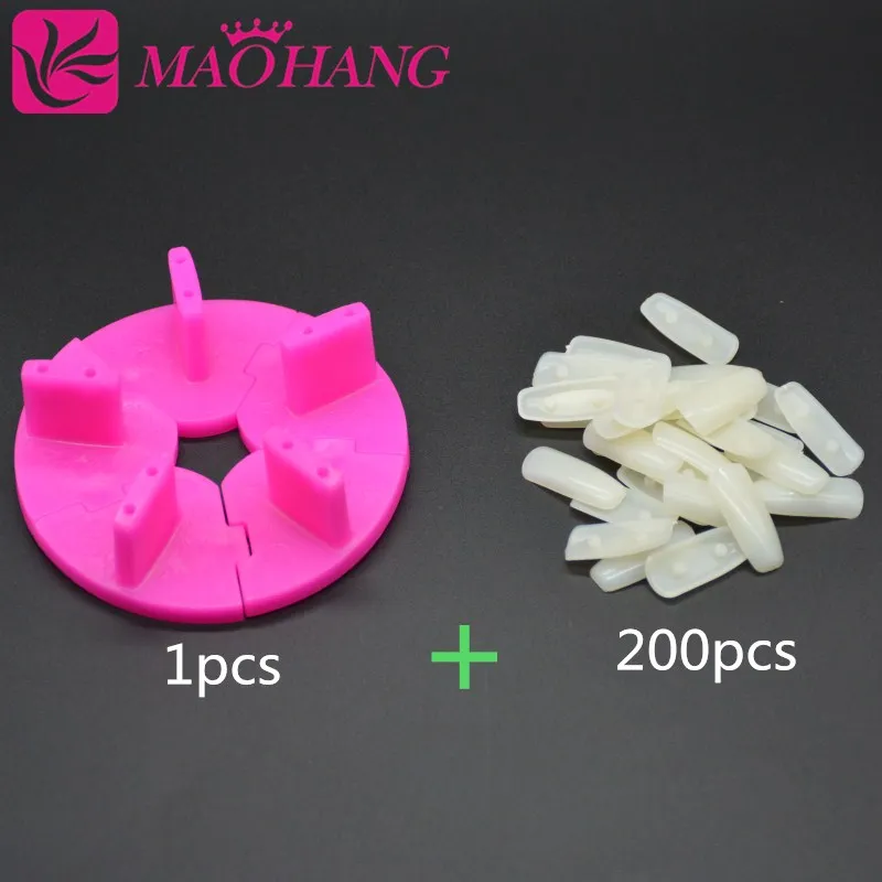 

MAOHANG 200pcs False Tips +1pcs frame Nail Tip Training Stand Set Salon Manicure Tool Nail Tools Nail Art Display Practice Frame