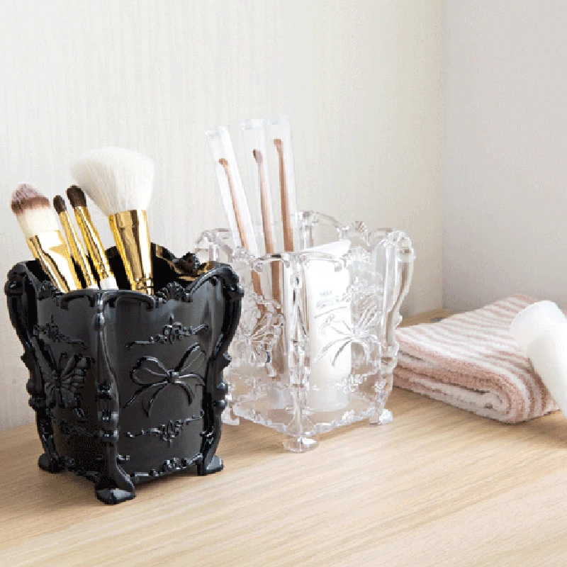 Butterfly Retro Cosmetic Storage Box Desktop Transparent Makeup Brush Office Articles Organizer Sundries Container