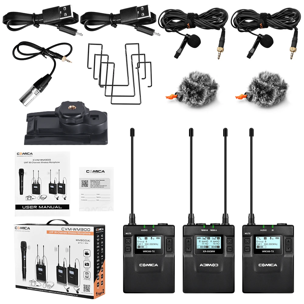 COMICA CVM-WM300A/C UHF 96-каналов металлический Беспроводной подойдет как для повседневной носки, так/стерео петличный микрофон интервью со встроенным Батарея для Canon Nikon