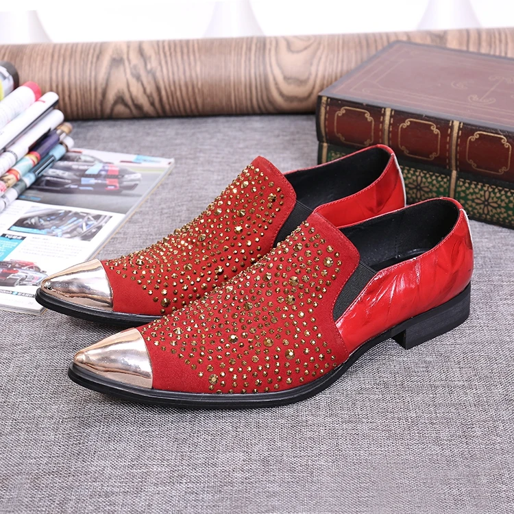 Freies Eisen Männer As as Verschiffen Schuhe Oxfords Strass schwarz Bräutigam Echtwildleder Shown Weiß Hohe Shown Hochzeit Für rot Qualität Kopf Sq607gwgx