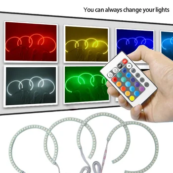 

4x131mm RGB LED Angel Eyes Multi-color with Halo Ring Remote Control Headlight for BMW E39 E36 E60 E46 E92 car styling modify