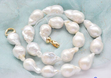 

Jew2452 17" white baroque teardrop KESHI REBORN PEARL NECKLACE