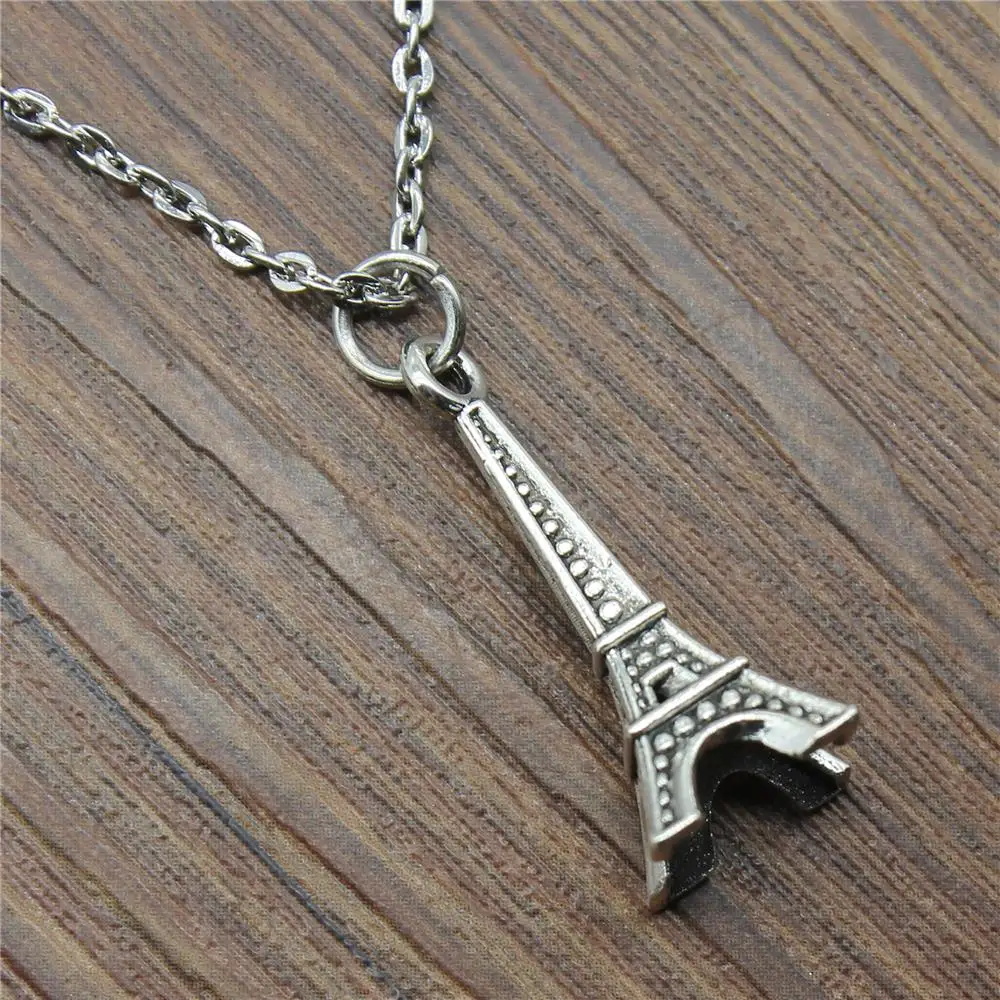 

Necklaces For Women 3D Eiffel Tower Pendant Necklace 29x11x11mm Antique Silver Color Fashion Jewelry