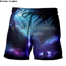 PLstar Космос животных стиль Олень 3D печатных Красочные Птицы Лето мультфильм стиль новые мужские шорты плюс размер S-5XL
