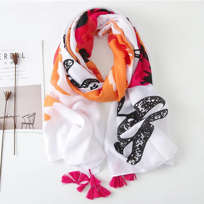 

2019 Spring Summer Ladies Shawl Wraps Soft Exquisite Pashimina Cotton Polyester Feather Scarf With Tassel Elegant Women Shawl