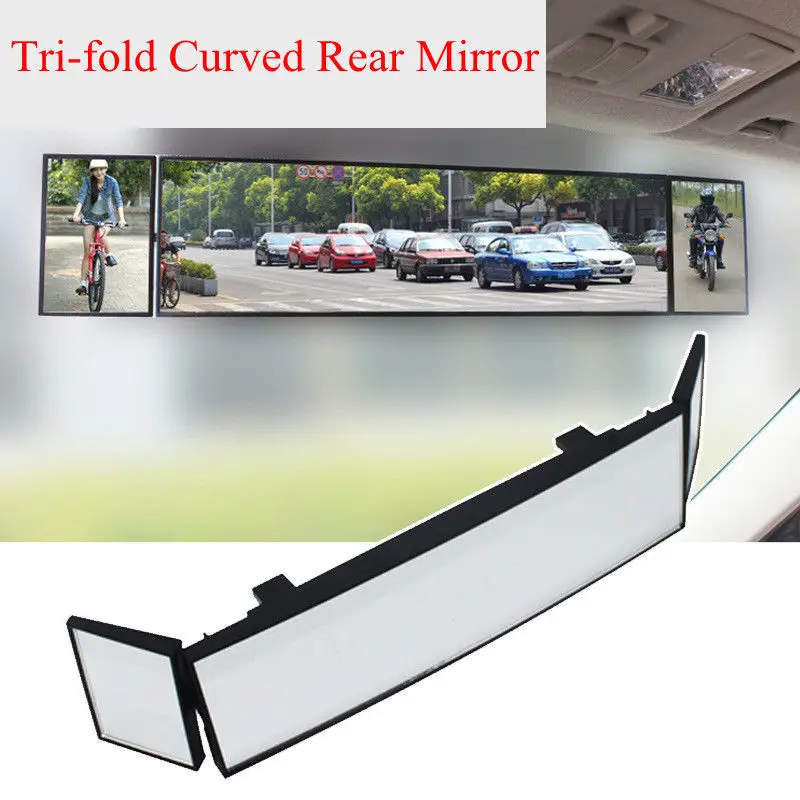 

Car Three Folding Curved Surface Rearview Mirror Wide Angle Wide Vision Adjustable Folding Rearview Mirror Automobile Accessory