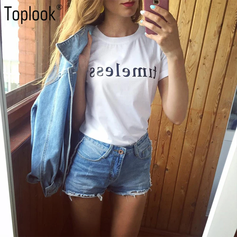 Toplook Women Casual T-shirt 2018 Summer Short Sleeve Sequins Front Pocket Solid Basic White Shirt Tops Vestidos | Женская одежда