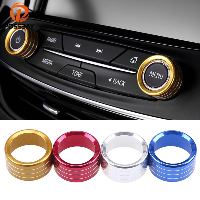 

POSSBAY 2x Air Conditioning Control Switch Knob for Buick Aluminum Alloy Silver/Gold/Red/Blue AC Knob Cover Trim Ring Decoration