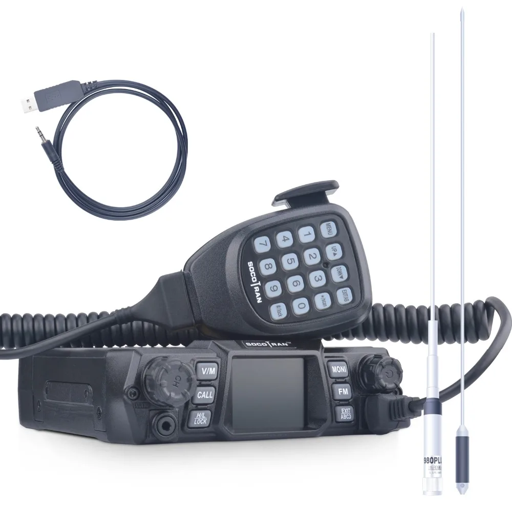 Socotran 200CH Dual Band 75W/55W Auto Radio Vhf 136-174 Mhz Uhf 400-480 mhz  Manier Mobiele Radio Programmering Kabel En Antenne AliExpress Mobile