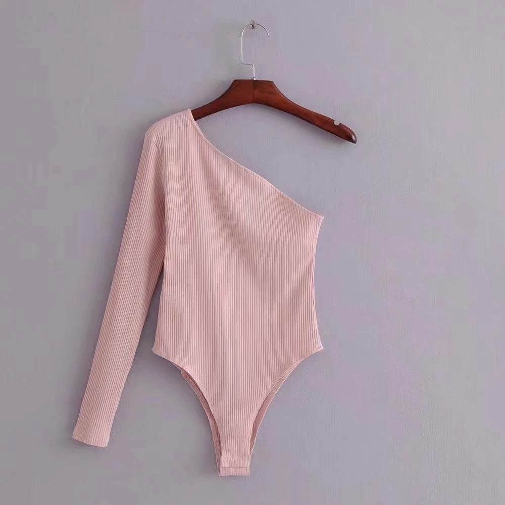 مثير عارية الذراعين حللا واحد الكتف كم طويل حزب ثوب فضفاض نحيل الصلبة ارتداءها الصيف النساء Highstreet داخلية