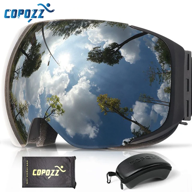 

COPOZZ brand ski goggles replaceable magnetic lenses UV400 anti-fog ski mask skiing men women snow snowboard goggles GOG-2181