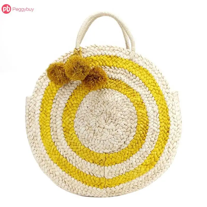 Beach Bag Round Straw Totes Bag Large Big Summer Straw Bags Tassels