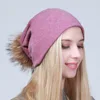 Geebro Women's Beanie Hat with Pompom Spring Cotton Beanies Hats with Raccoon Fur Pompon Skullies Balaclava Caps For Girls JS294 5
