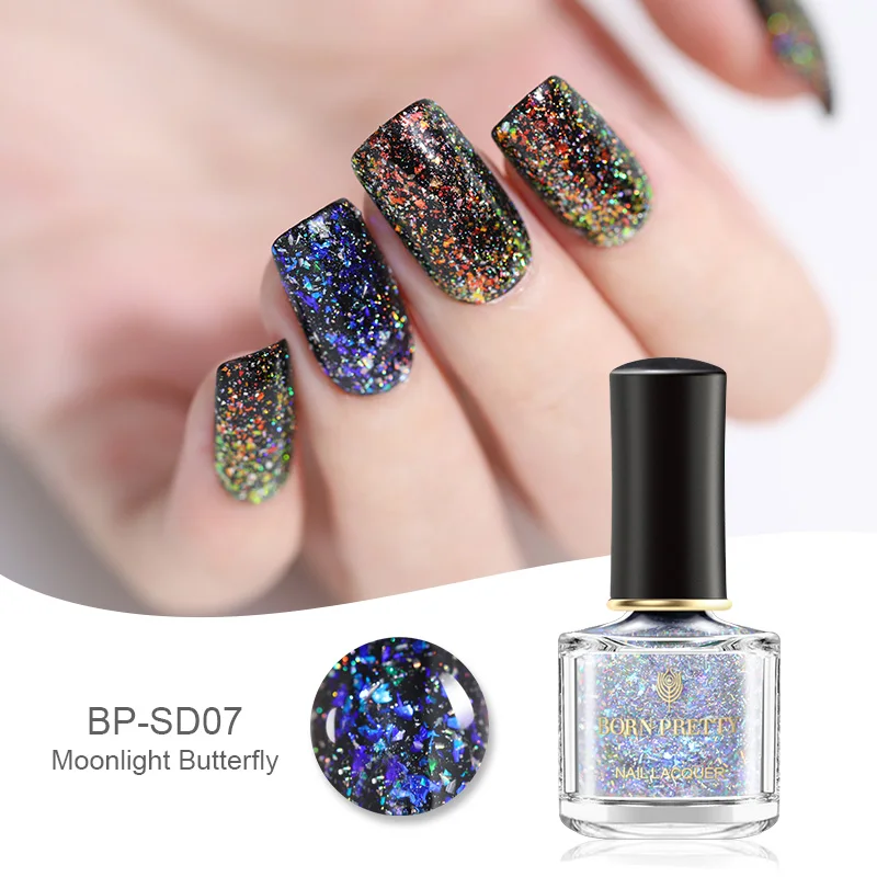 Born pretty, хамелеон Топ с блестками для масел, лака для ногтей яркие Auroras дизайн ногтей верхнее пальто черная основа требуется 1 бутылка - Цвет: BPSD07