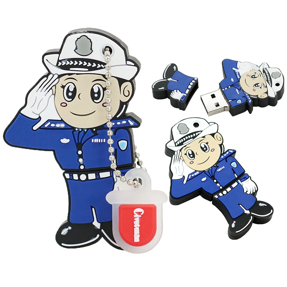 Kartun Model USB Flash Drive 4 GB 8 GB 16GBB Polisi 32 GB 64 GB USB