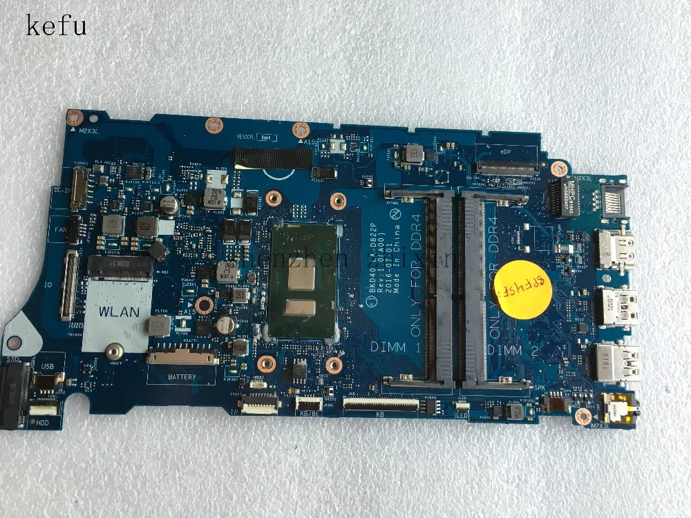 

KEFU FOR Dell Vostro 14 5468 7460 7560 Laptop Motherboard I5-7200U CN-0K6PMH 0K6PMH K6PMH BKD40 LA-D822P Mainboard test good