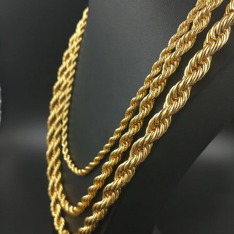 Хип-хоп ювелирные изделия Ropper's Chain веревочные ожерелья для женщин и мужчин высокое качество нержавеющая сталь звено веревки цепи ожерелье 4-8 мм