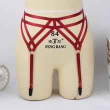 Ремень-подвязка ремень красный Фетиш ноги ремень для чулок эластичный Хэллоуин Готическая клетка Пояс на подтяжках бондаж Сексуальная Свадебная подвязка