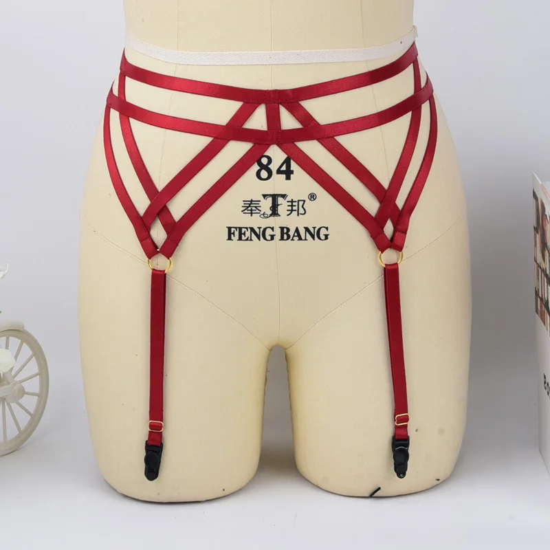 Harness Garter Belt red Fetish Leg Stockings Belt Elastic Halloween