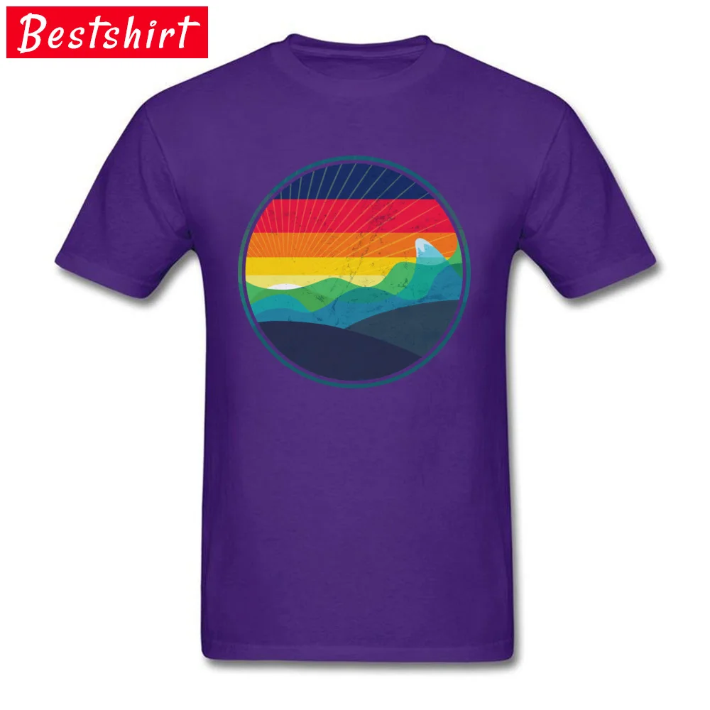 Sea Sunset Europe T-Shirt for Men Pure Cotton Summer/Autumn Tees Gift Tee Shirt Short Sleeve Classic Round Collar Sea Sunset purple