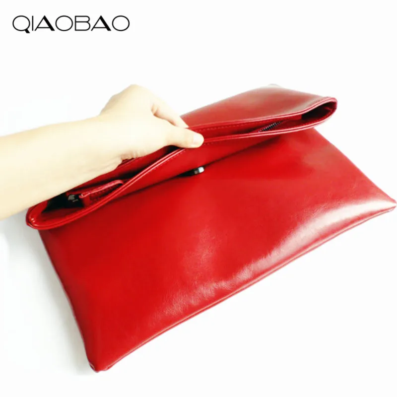 ФОТО QIAO BAO 100% Natural Cowhide Bag Genuine Leather Women's Clutch Bag Female Cowhide Envelope Bags Designer Bags free shipping